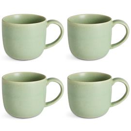 Habitat Set of 4 Reactive Stoneware Mugs - Soft Green