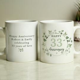 Personalised Message Botanical Anniversary Mug