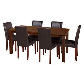 Argos Home Ashdon Solid Wood Table & 6 Mid Back Chairs- Choc