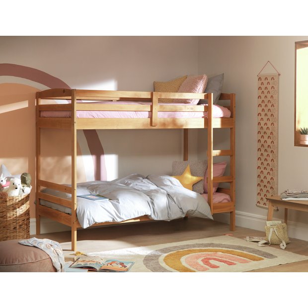 Brown wood store bunk beds