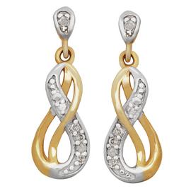 Revere 9ct Gold Diamond Set Drop Earrings