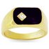 Revere Mens 9ct Gold Plated Silver Black EnamelRing