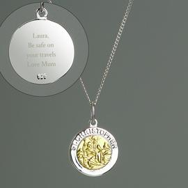 Personalised Memento Gold Plated St. Christopher Necklace