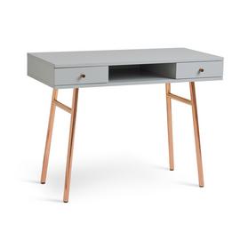 Habitat Valence 2 Drawer Office Desk - Grey & Rose Gold