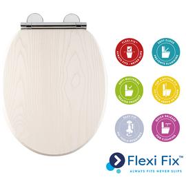 Croydex Moulded Wood Toilet Seat - White Oak Effect