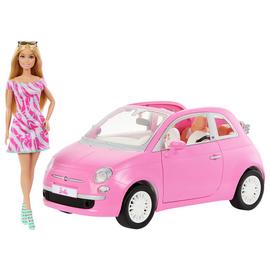 Barbie Doll & Fiat 500 Vehicle Toy Car Playset