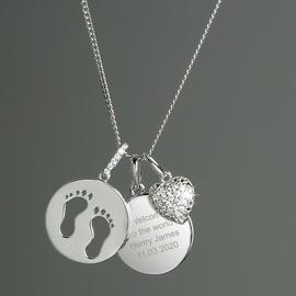 Personalised Memento Footprint and Heart Necklace