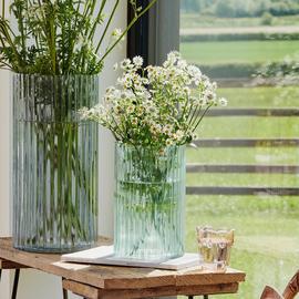 Ivyline Daphne Ribbed Glass Vase - Sage Green