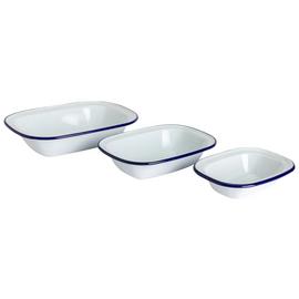 Falcon Oblong Enamel Coated Steel Pie Dish Set of 3 - White
