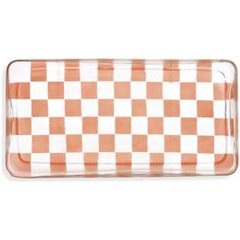 Habitat Checkered Glass Trinket Tray - Pink