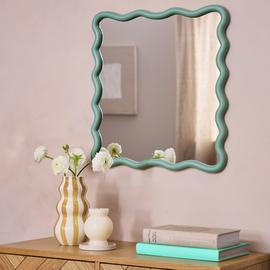 Habitat Green Wavy Wall Mirror - 60x57cm