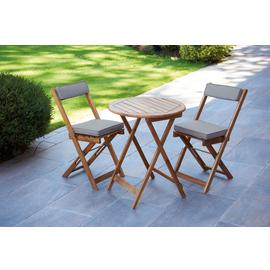 Greenhurst 2 Seater Folding Wooden Garden Bistro Set-Natural