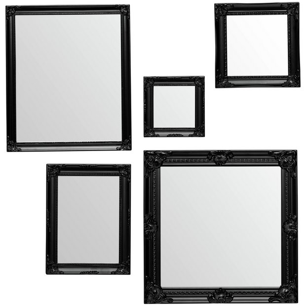 Buy Premier Housewares Baroque Set of 5 Black Frame Wall Mirrors at