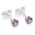 Sterling Silver Amethyst Cubic Zirconia Stud Earrings - 4mm