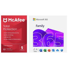 Microsoft 365 Family 6 People & McAfee 1 Year, 5 Device