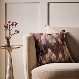 Habitat Velvet Jacquard Cushion - Rust - 43x43cm