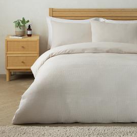 Habitat Chunky Waffle Cream Bedding Set - Double