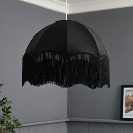 BHS Viena Velvet Fringed Lampshade - Black