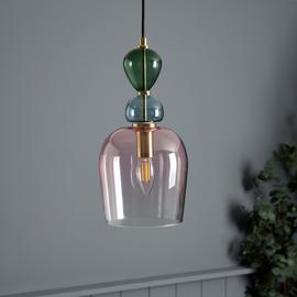 BHS Arezzo Glass Pendant Light - Blush Pink