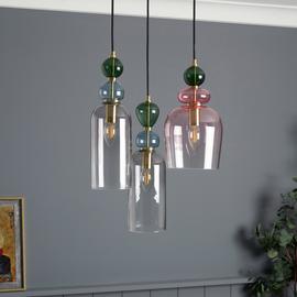 BHS Arezzo Glass 3 Light Pendant Light - Blush Pink