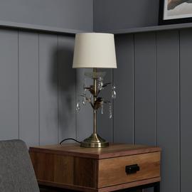 BHS Josefine Leaf Glass Table Lamp - Brass