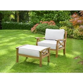 Greenhurst Sorrento Wooden Garden Chair with Stool - Natural