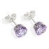 Sterling Silver Lilac Cubic Zirconia Stud Earrings - 6MM. 