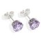 Sterling Silver Lilac Cubic Zirconia Stud Earrings - 6MM. 
