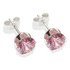 Sterling Silver Pink Cubic Zirconia Stud Earrings7MM