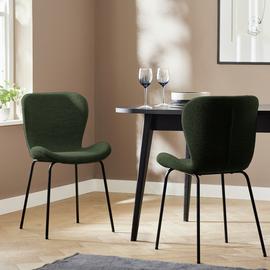 Habitat Etta Pair of Fabric Dining Chair - Green