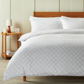 Habitat Cotton Clipped Dot White Bedding Set