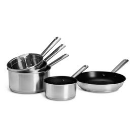 Habitat 5 Piece Brushed Stainless Steel Pan Set