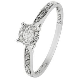 Revere 9ct White Gold 0.15ct tw Diamond Set Shoulder Ring