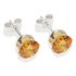 Sterling Silver Champagne Cubic Zirconia Stud Earrings - 7MM