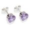 Sterling Silver Lilac Cubic Zirconia Stud Earrings- 7MM