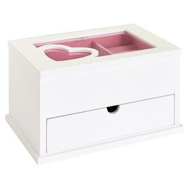 Argos Home White Heart Wooden Jewellery Box