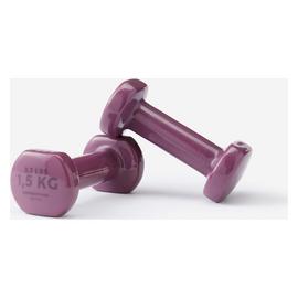 Decathlon 2x1.5kg Vinyl Dumbbells Set for Home - Purple