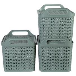 Strata Urban 3 x12L Plastic Storage Baskets with Lid - Green