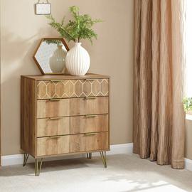GFW Orleans 4 Drawer Chest - Mango Wood Effect