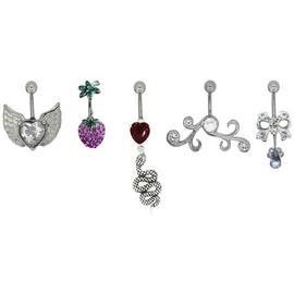 Link Up Heart, Strawberry, Snake and Bow Body Bar - Set of 5