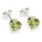 Sterling Silver Light Peridot CZ Stud Earrings - 7MM