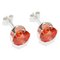 Sterling Silver Orange Cubic Zirconia Stud Earrings - 8MM