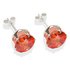 Sterling Silver Orange Cubic Zirconia Stud Earrings - 8MM