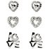Link Up Sterling Silver Heart and Love StudsSet of 3.