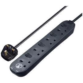 Masterplug 4 Switch Socket 1m Surge Protected Extension Lead