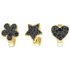 Link Up Gold Plated Black Flower Star Heart CharmSet of 3