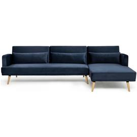 Habitat Andy Velvet Right Hand Corner Sofa Bed - Navy