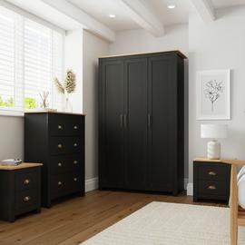 GFW Lancaster 4 Piece 3 Door Wardrobe Set - Black