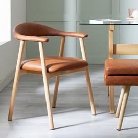 Habitat Lex Pair of Faux Leather Dining Chair - Tan