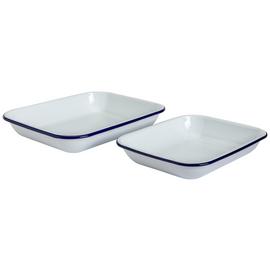 Falcon Enamel Coated Steel Bake Pan Set of 2 - White